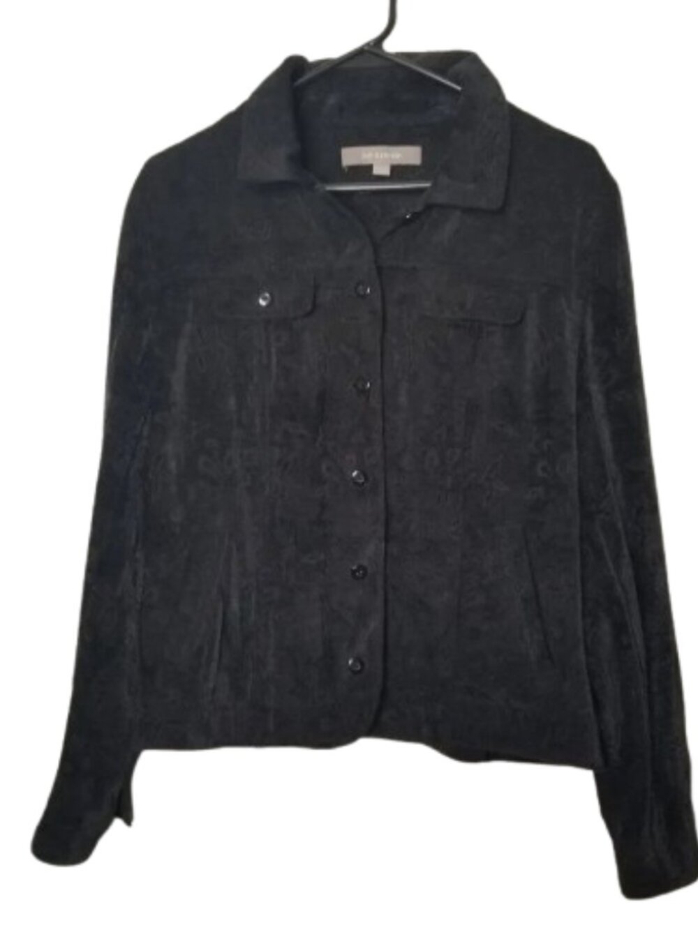 Croft & Barrow Black Cotton Velvety Jacket Size Large